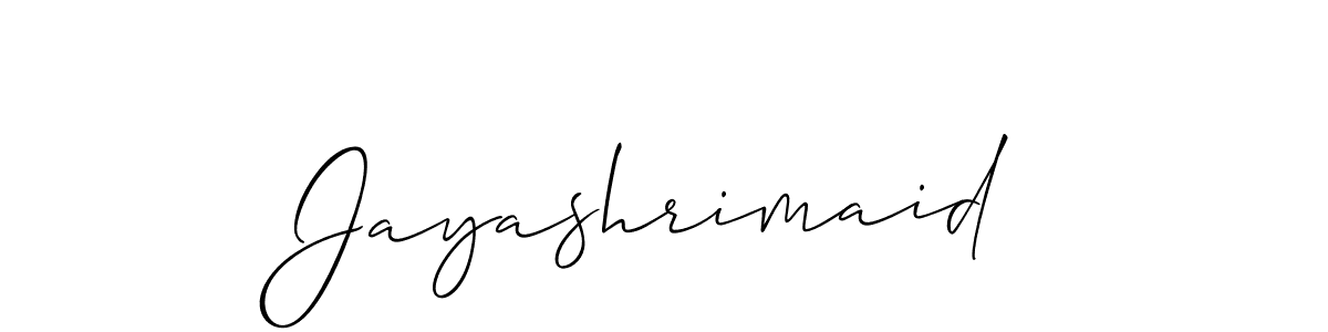 The best way (Allison_Script) to make a short signature is to pick only two or three words in your name. The name Jayashrimaid include a total of six letters. For converting this name. Jayashrimaid signature style 2 images and pictures png