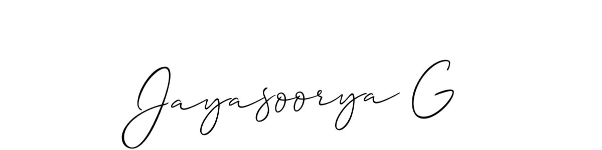 Jayasoorya G stylish signature style. Best Handwritten Sign (Allison_Script) for my name. Handwritten Signature Collection Ideas for my name Jayasoorya G. Jayasoorya G signature style 2 images and pictures png