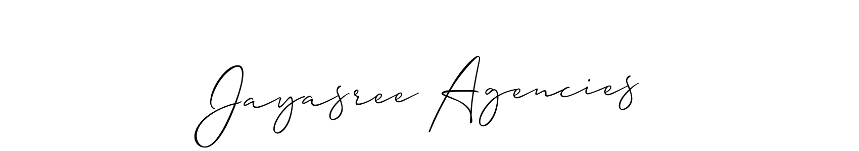 Also You can easily find your signature by using the search form. We will create Jayasree Agencies name handwritten signature images for you free of cost using Allison_Script sign style. Jayasree Agencies signature style 2 images and pictures png