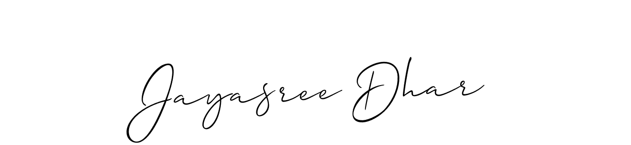 Also we have Jayasree Dhar name is the best signature style. Create professional handwritten signature collection using Allison_Script autograph style. Jayasree Dhar signature style 2 images and pictures png