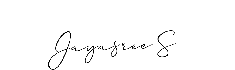 Use a signature maker to create a handwritten signature online. With this signature software, you can design (Allison_Script) your own signature for name Jayasree S. Jayasree S signature style 2 images and pictures png