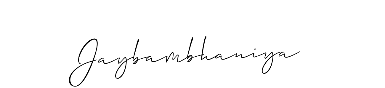 Use a signature maker to create a handwritten signature online. With this signature software, you can design (Allison_Script) your own signature for name Jaybambhaniya. Jaybambhaniya signature style 2 images and pictures png