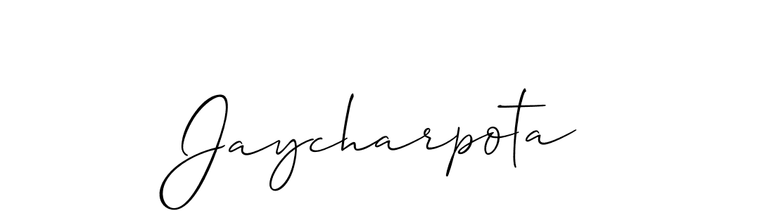 The best way (Allison_Script) to make a short signature is to pick only two or three words in your name. The name Jaycharpota include a total of six letters. For converting this name. Jaycharpota signature style 2 images and pictures png