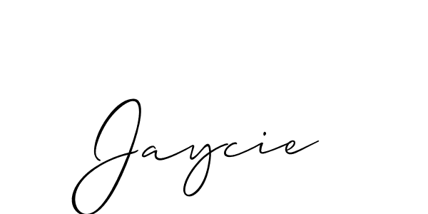 Design your own signature with our free online signature maker. With this signature software, you can create a handwritten (Allison_Script) signature for name Jaycie. Jaycie signature style 2 images and pictures png
