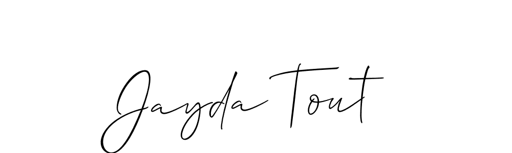 Create a beautiful signature design for name Jayda Tout. With this signature (Allison_Script) fonts, you can make a handwritten signature for free. Jayda Tout signature style 2 images and pictures png