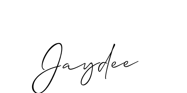 Jaydee stylish signature style. Best Handwritten Sign (Allison_Script) for my name. Handwritten Signature Collection Ideas for my name Jaydee. Jaydee signature style 2 images and pictures png