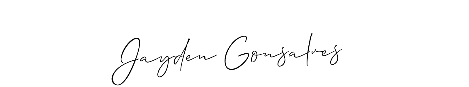 if you are searching for the best signature style for your name Jayden Gonsalves. so please give up your signature search. here we have designed multiple signature styles  using Allison_Script. Jayden Gonsalves signature style 2 images and pictures png