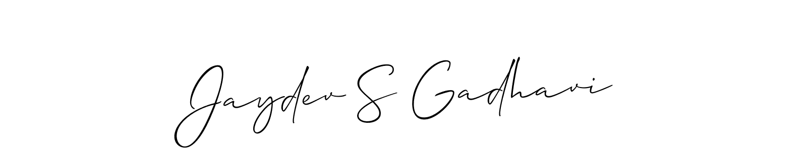 This is the best signature style for the Jaydev S Gadhavi name. Also you like these signature font (Allison_Script). Mix name signature. Jaydev S Gadhavi signature style 2 images and pictures png