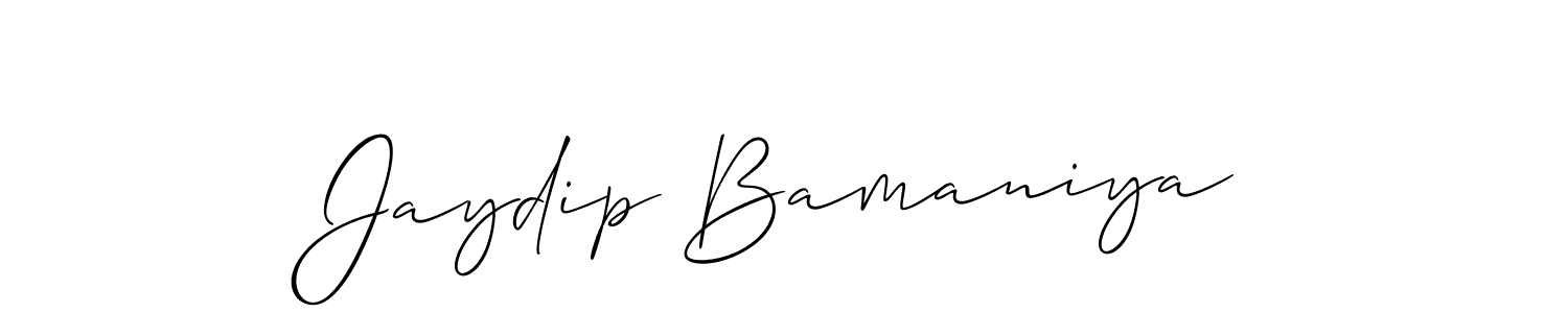 Also we have Jaydip Bamaniya name is the best signature style. Create professional handwritten signature collection using Allison_Script autograph style. Jaydip Bamaniya signature style 2 images and pictures png