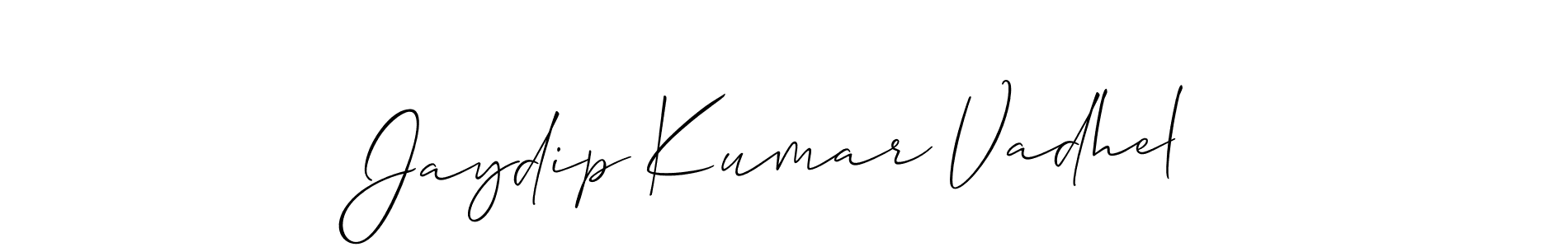 It looks lik you need a new signature style for name Jaydip Kumar Vadhel. Design unique handwritten (Allison_Script) signature with our free signature maker in just a few clicks. Jaydip Kumar Vadhel signature style 2 images and pictures png