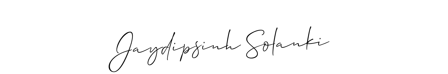 Allison_Script is a professional signature style that is perfect for those who want to add a touch of class to their signature. It is also a great choice for those who want to make their signature more unique. Get Jaydipsinh Solanki name to fancy signature for free. Jaydipsinh Solanki signature style 2 images and pictures png