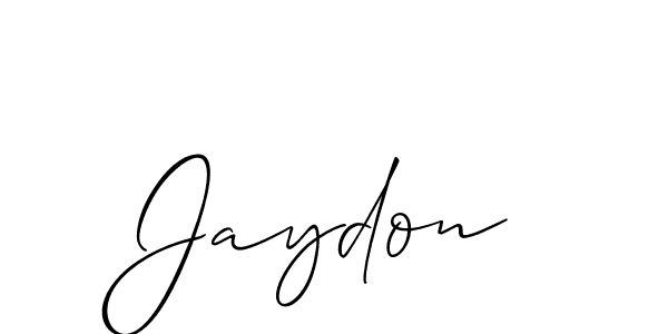 Jaydon stylish signature style. Best Handwritten Sign (Allison_Script) for my name. Handwritten Signature Collection Ideas for my name Jaydon. Jaydon signature style 2 images and pictures png