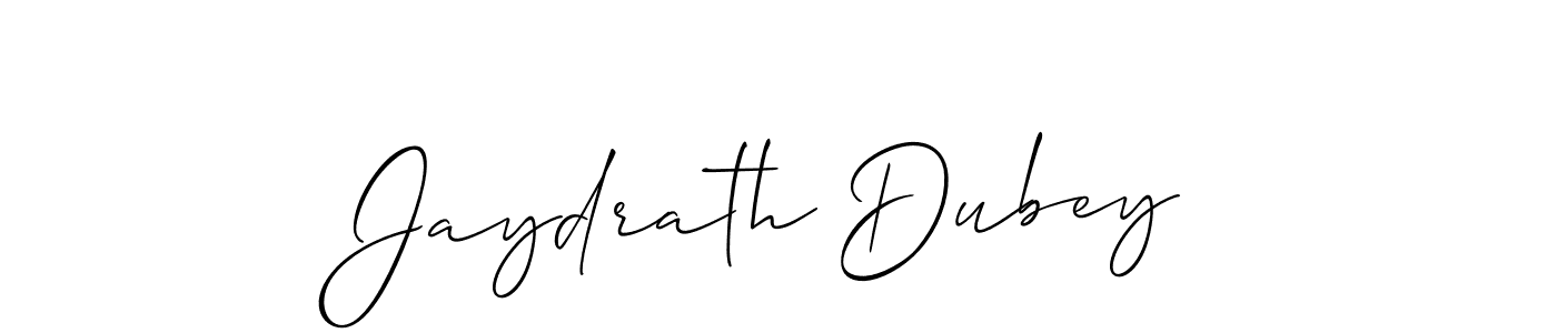 The best way (Allison_Script) to make a short signature is to pick only two or three words in your name. The name Jaydrath Dubey include a total of six letters. For converting this name. Jaydrath Dubey signature style 2 images and pictures png