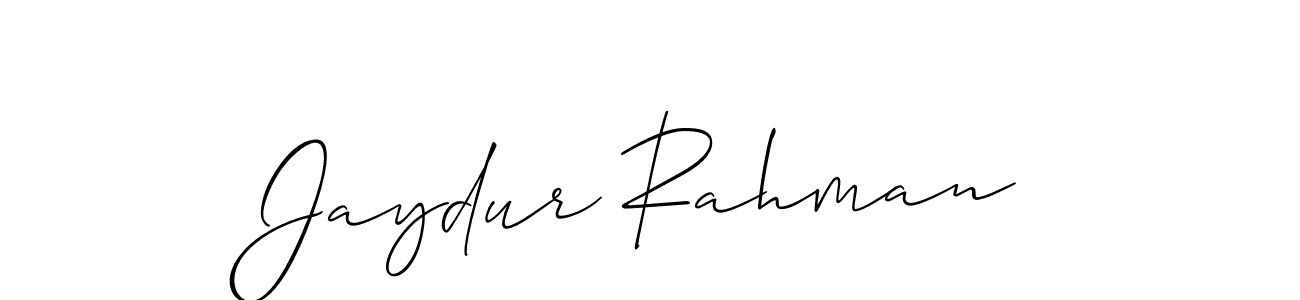 It looks lik you need a new signature style for name Jaydur Rahman. Design unique handwritten (Allison_Script) signature with our free signature maker in just a few clicks. Jaydur Rahman signature style 2 images and pictures png