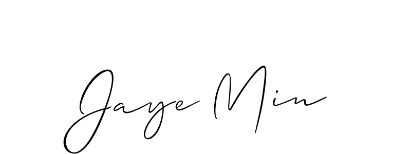 How to make Jaye Min name signature. Use Allison_Script style for creating short signs online. This is the latest handwritten sign. Jaye Min signature style 2 images and pictures png