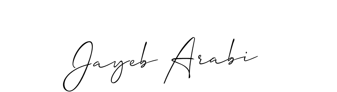 Make a beautiful signature design for name Jayeb Arabi. With this signature (Allison_Script) style, you can create a handwritten signature for free. Jayeb Arabi signature style 2 images and pictures png