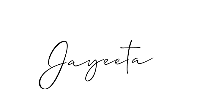 Make a beautiful signature design for name Jayeeta. With this signature (Allison_Script) style, you can create a handwritten signature for free. Jayeeta signature style 2 images and pictures png