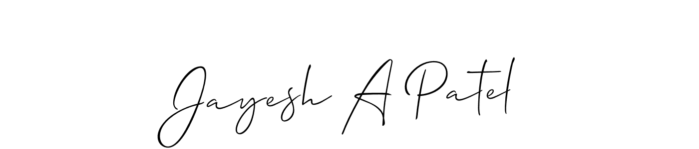 Use a signature maker to create a handwritten signature online. With this signature software, you can design (Allison_Script) your own signature for name Jayesh A Patel. Jayesh A Patel signature style 2 images and pictures png