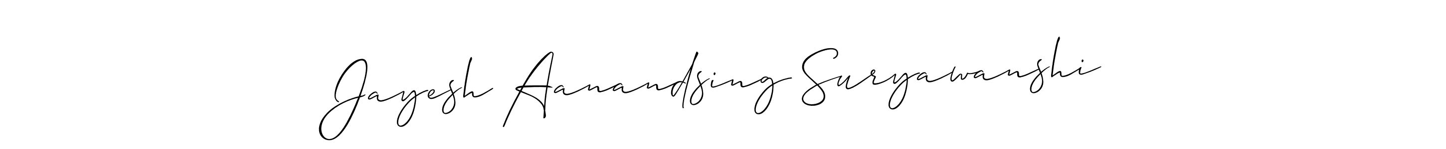 The best way (Allison_Script) to make a short signature is to pick only two or three words in your name. The name Jayesh Aanandsing Suryawanshi include a total of six letters. For converting this name. Jayesh Aanandsing Suryawanshi signature style 2 images and pictures png