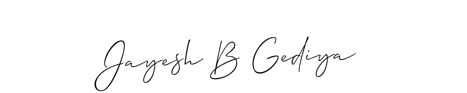 This is the best signature style for the Jayesh B Gediya name. Also you like these signature font (Allison_Script). Mix name signature. Jayesh B Gediya signature style 2 images and pictures png