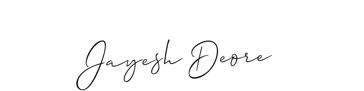It looks lik you need a new signature style for name Jayesh Deore. Design unique handwritten (Allison_Script) signature with our free signature maker in just a few clicks. Jayesh Deore signature style 2 images and pictures png