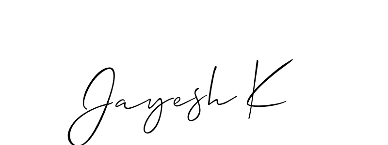 Allison_Script is a professional signature style that is perfect for those who want to add a touch of class to their signature. It is also a great choice for those who want to make their signature more unique. Get Jayesh K name to fancy signature for free. Jayesh K signature style 2 images and pictures png