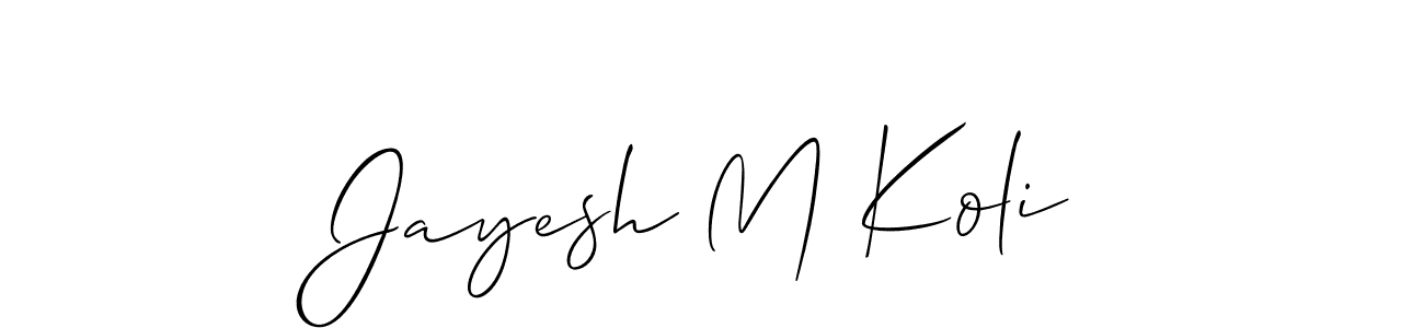 Create a beautiful signature design for name Jayesh M Koli. With this signature (Allison_Script) fonts, you can make a handwritten signature for free. Jayesh M Koli signature style 2 images and pictures png