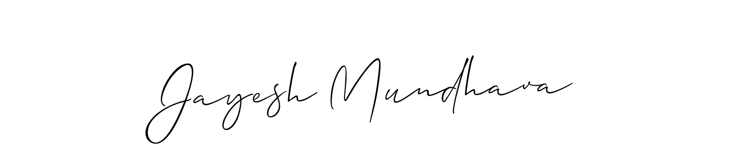 How to make Jayesh Mundhava name signature. Use Allison_Script style for creating short signs online. This is the latest handwritten sign. Jayesh Mundhava signature style 2 images and pictures png