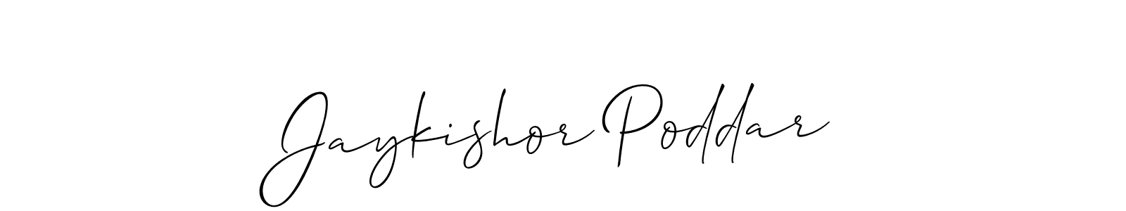 Make a short Jaykishor Poddar signature style. Manage your documents anywhere anytime using Allison_Script. Create and add eSignatures, submit forms, share and send files easily. Jaykishor Poddar signature style 2 images and pictures png