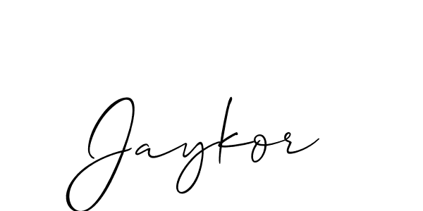 Use a signature maker to create a handwritten signature online. With this signature software, you can design (Allison_Script) your own signature for name Jaykor. Jaykor signature style 2 images and pictures png