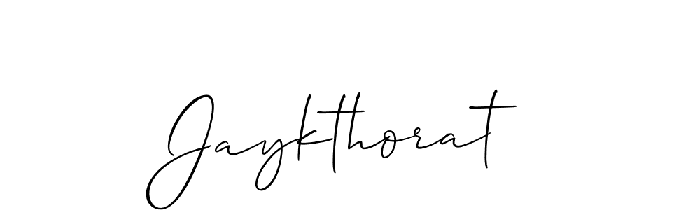 How to make Jaykthorat name signature. Use Allison_Script style for creating short signs online. This is the latest handwritten sign. Jaykthorat signature style 2 images and pictures png