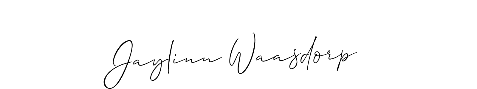 The best way (Allison_Script) to make a short signature is to pick only two or three words in your name. The name Jaylinn Waasdorp include a total of six letters. For converting this name. Jaylinn Waasdorp signature style 2 images and pictures png