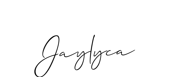 How to make Jaylyca name signature. Use Allison_Script style for creating short signs online. This is the latest handwritten sign. Jaylyca signature style 2 images and pictures png