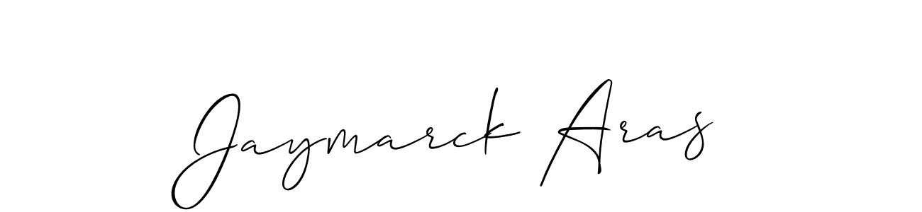 How to make Jaymarck Aras name signature. Use Allison_Script style for creating short signs online. This is the latest handwritten sign. Jaymarck Aras signature style 2 images and pictures png