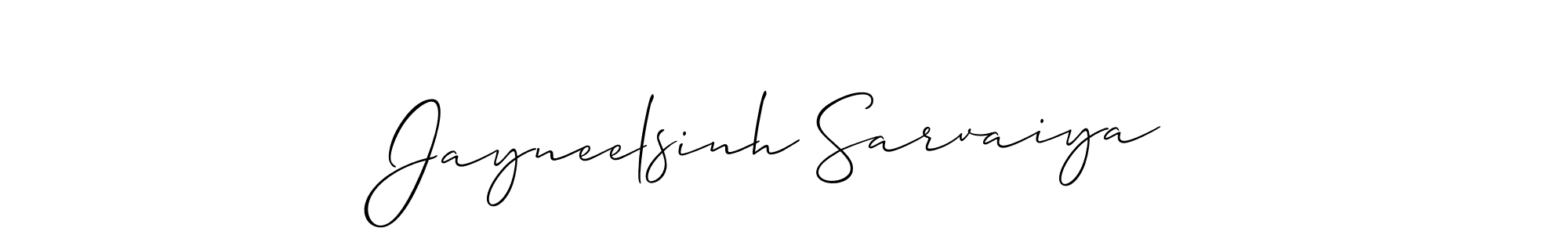 It looks lik you need a new signature style for name Jayneelsinh Sarvaiya. Design unique handwritten (Allison_Script) signature with our free signature maker in just a few clicks. Jayneelsinh Sarvaiya signature style 2 images and pictures png