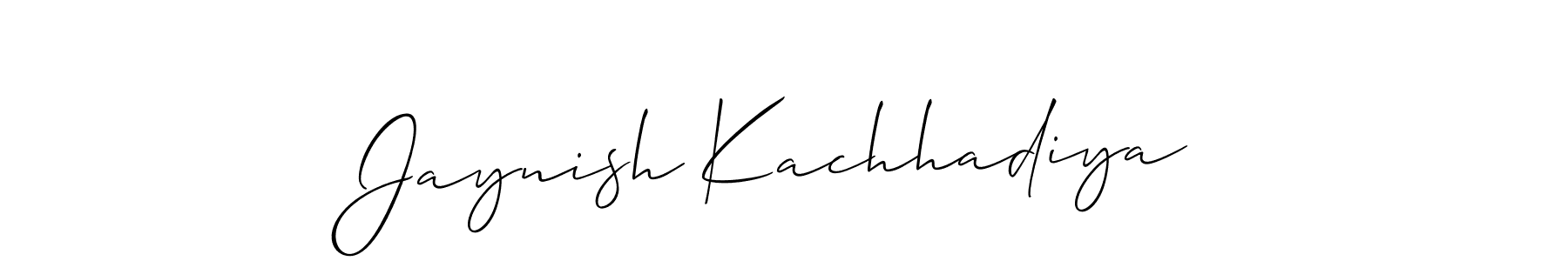 Design your own signature with our free online signature maker. With this signature software, you can create a handwritten (Allison_Script) signature for name Jaynish Kachhadiya. Jaynish Kachhadiya signature style 2 images and pictures png