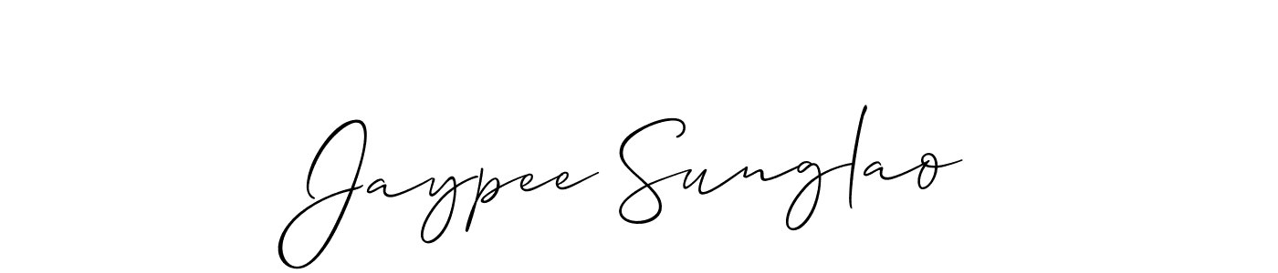 Also You can easily find your signature by using the search form. We will create Jaypee Sunglao name handwritten signature images for you free of cost using Allison_Script sign style. Jaypee Sunglao signature style 2 images and pictures png