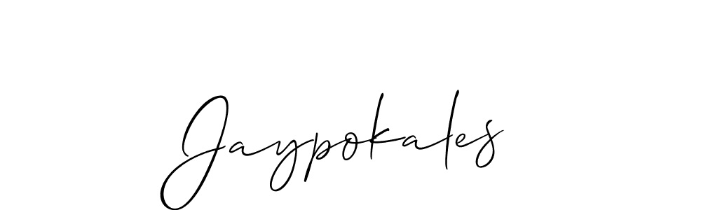 The best way (Allison_Script) to make a short signature is to pick only two or three words in your name. The name Jaypokales include a total of six letters. For converting this name. Jaypokales signature style 2 images and pictures png