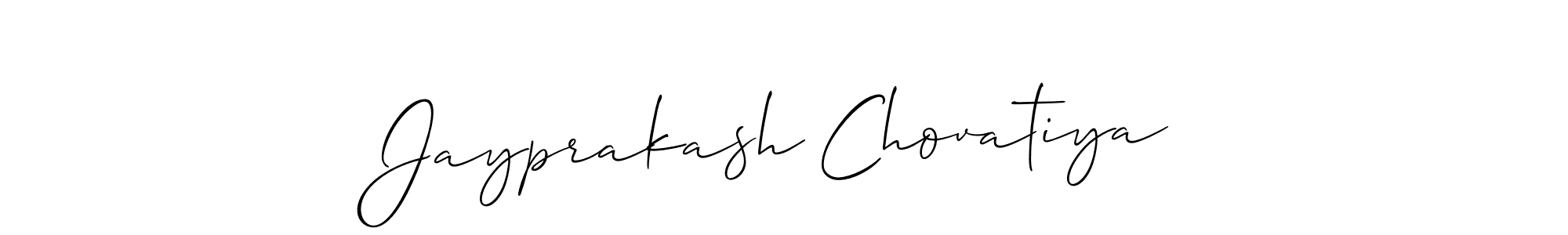 How to make Jayprakash Chovatiya name signature. Use Allison_Script style for creating short signs online. This is the latest handwritten sign. Jayprakash Chovatiya signature style 2 images and pictures png