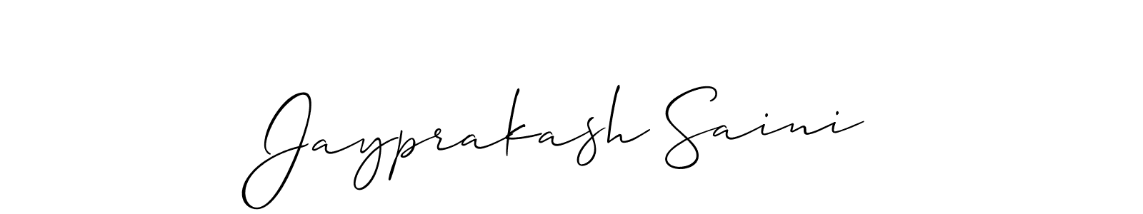 Allison_Script is a professional signature style that is perfect for those who want to add a touch of class to their signature. It is also a great choice for those who want to make their signature more unique. Get Jayprakash Saini name to fancy signature for free. Jayprakash Saini signature style 2 images and pictures png