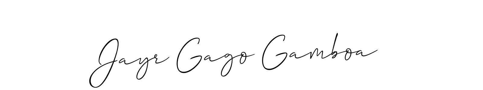 Make a short Jayr Gago Gamboa signature style. Manage your documents anywhere anytime using Allison_Script. Create and add eSignatures, submit forms, share and send files easily. Jayr Gago Gamboa signature style 2 images and pictures png