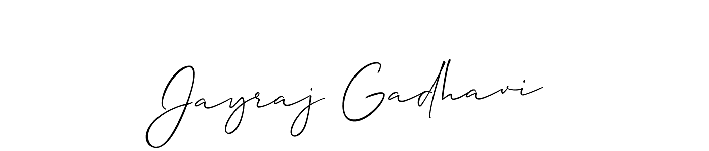 Make a beautiful signature design for name Jayraj Gadhavi. With this signature (Allison_Script) style, you can create a handwritten signature for free. Jayraj Gadhavi signature style 2 images and pictures png