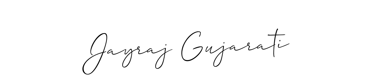 Make a beautiful signature design for name Jayraj Gujarati. With this signature (Allison_Script) style, you can create a handwritten signature for free. Jayraj Gujarati signature style 2 images and pictures png