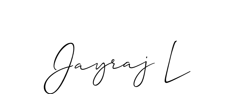 Design your own signature with our free online signature maker. With this signature software, you can create a handwritten (Allison_Script) signature for name Jayraj L. Jayraj L signature style 2 images and pictures png