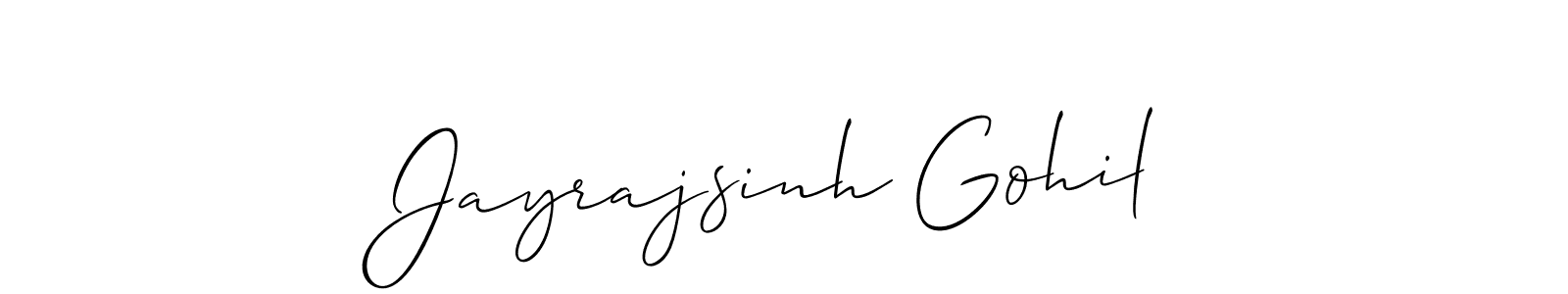 Make a short Jayrajsinh Gohil signature style. Manage your documents anywhere anytime using Allison_Script. Create and add eSignatures, submit forms, share and send files easily. Jayrajsinh Gohil signature style 2 images and pictures png