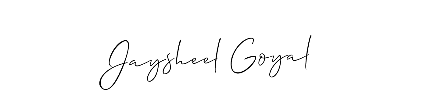 Make a beautiful signature design for name Jaysheel Goyal. With this signature (Allison_Script) style, you can create a handwritten signature for free. Jaysheel Goyal signature style 2 images and pictures png