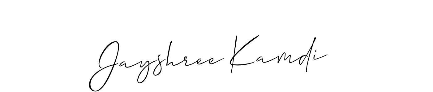 How to make Jayshree Kamdi name signature. Use Allison_Script style for creating short signs online. This is the latest handwritten sign. Jayshree Kamdi signature style 2 images and pictures png