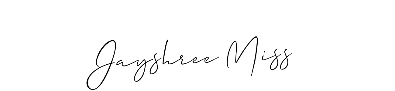 How to make Jayshree Miss signature? Allison_Script is a professional autograph style. Create handwritten signature for Jayshree Miss name. Jayshree Miss signature style 2 images and pictures png