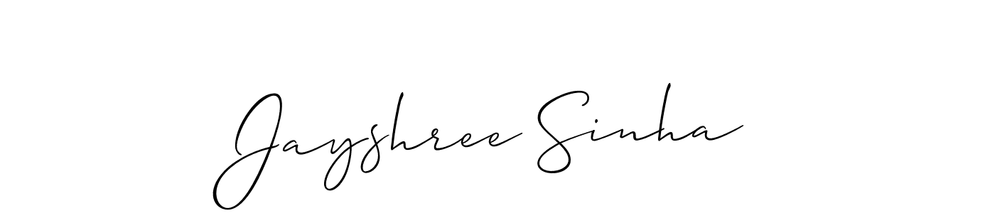 Also we have Jayshree Sinha name is the best signature style. Create professional handwritten signature collection using Allison_Script autograph style. Jayshree Sinha signature style 2 images and pictures png