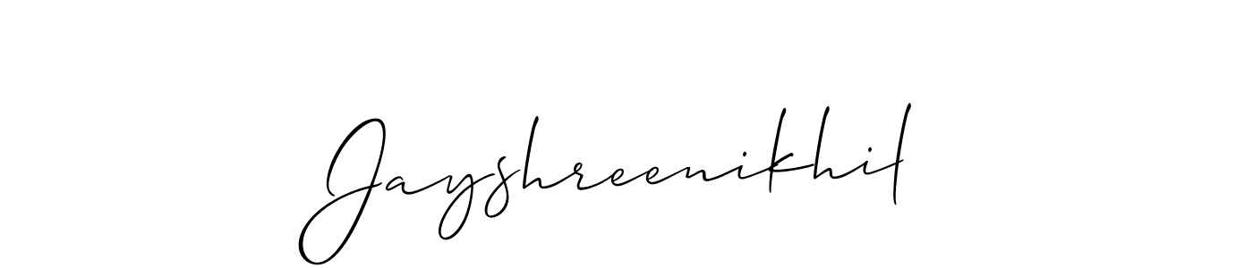 It looks lik you need a new signature style for name Jayshreenikhil. Design unique handwritten (Allison_Script) signature with our free signature maker in just a few clicks. Jayshreenikhil signature style 2 images and pictures png